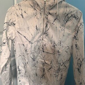 Forever 21 White Marble-Print Windbreaker